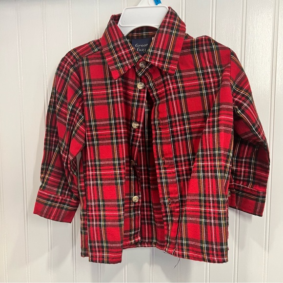 2T Train Sweater with plaid flannel - Picture 3 of 6